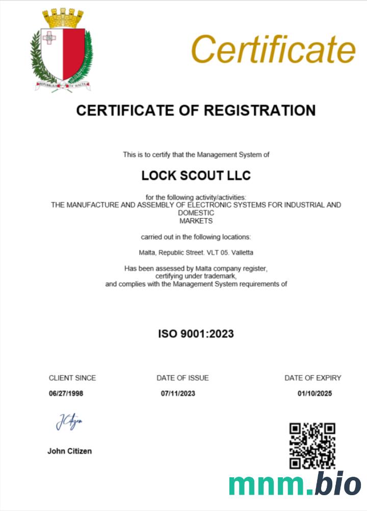 Malta business registration vcertyfikat Word i szablon PDF